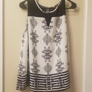 Black & White Sheer Tank Blouse Size XL